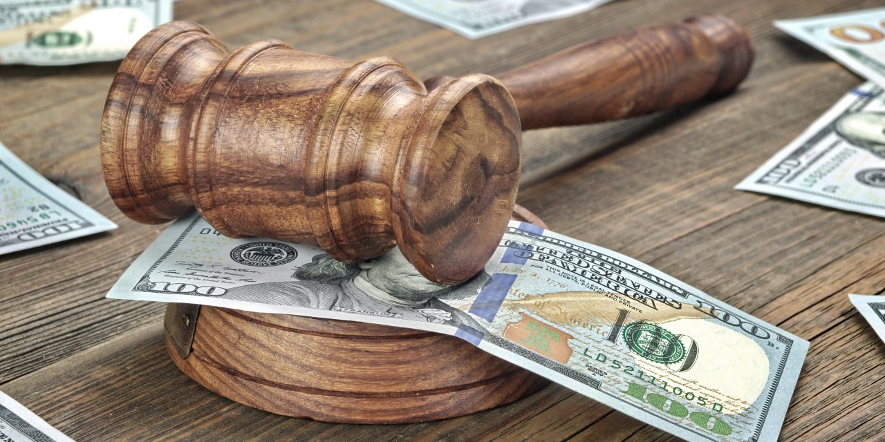 Gavel with money